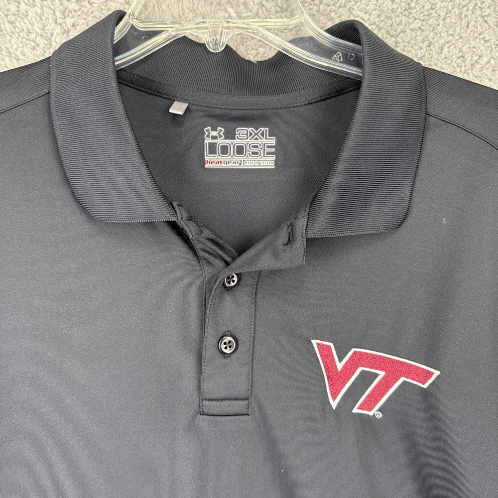 Under Armour Virginia Tech Polo Shirt 3XL Black Loose HeatGear Golf 49314